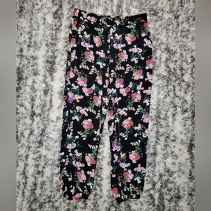Decree Black Floral Pants with Pockets